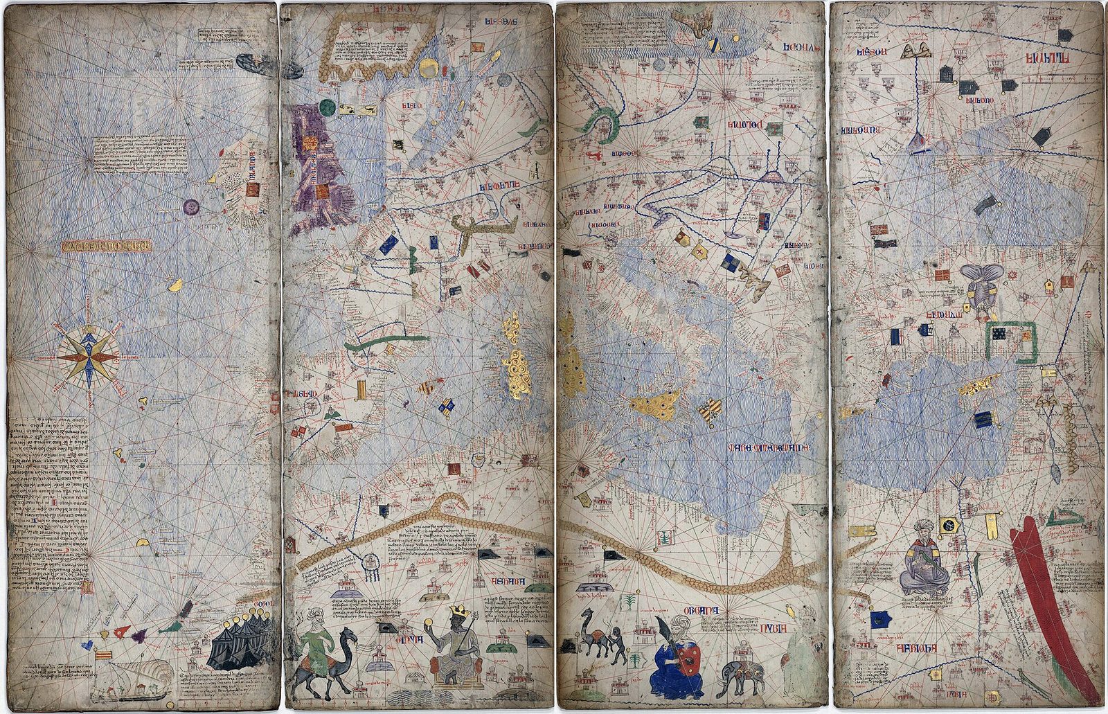 Europe and the Mediterranean from the Catalan Atlas of 1375, a Majorcan world map painted about six years after 1369.